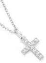 Sterling-Silver-10mm-Cubic-Zirconia-Square-End-Cross-Pendant Sale