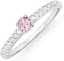 Sterling-Silver-Small-Round-Pink-Cubic-Zirconia-Friendship-Ring Sale
