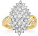 9ct-Gold-Diamond-Fancy-Marquise-Shape-Cluster-Ring Sale