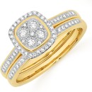 9ct-Gold-Diamond-Cushion-Shape-Bridal-Set Sale
