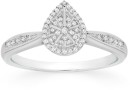9ct-White-Gold-Diamond-Pear-Shape-Cluster-Ring Sale