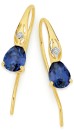 9ct-Gold-Created-Sapphire-Diamond-Hook-Earrings Sale