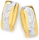 9ct-Gold-Two-Tone-10mm-Diamond-Cut-Huggie-Earrings Sale