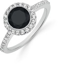 Sterling-Silver-Round-Black-Cubic-Zirconia-Cluster-Ring Sale