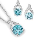 Sterling-Silver-Blue-Cubic-Zirconia-Wishbone-Style-Earrings-Pendant-Set Sale