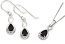 Sterling-Silver-Black-Cubic-Zirconia-Earrings-Pendant-Set Sale