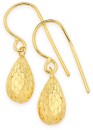 9ct-Gold-Diamond-Cut-Bomber-Drop-Earrings Sale