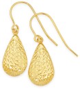 9ct-Gold-Diamond-Cut-Pear-Drop-Earrings Sale