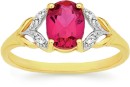 9ct-Gold-Created-Ruby-Diamond-Shoulder-Ring Sale