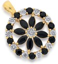 9ct-Gold-Black-Sapphire-Diamond-Wreath-Enhancer-Pendant Sale