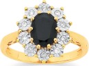 9ct-Gold-Black-Sapphire-Diamond-Oval-Royal-Ring Sale