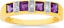 9ct-Gold-Amethyst-Diamond-Princess-Cut-Band Sale