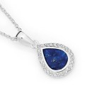 Sterling-Silver-Pear-Lapis-Cubic-Zirconia-Pendant Sale