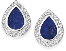 Sterling-Silver-Pear-Lapis-Cubic-Zirconia-Stud-Earrings Sale