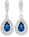 Sterling-Silver-Created-Sapphire-Cubic-Zirconia-Cluster-Drop-Earrings Sale