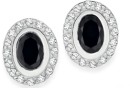 Sterling-Silver-Oval-Black-Cubic-Zirconia-Cluster-Stud-Earrings Sale