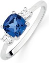 Sterling-Silver-Dark-Blue-Cubic-Zirconia-Cushion-Dress-Ring Sale