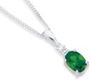 Sterling-Silver-Green-Cubic-Zirconia-Oval-Pendant Sale