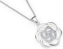 Sterling-Silver-Cubic-Zirconia-Flower-Pendant Sale