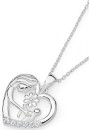 Sterling-Silver-Cubic-Zirconia-Mother-Child-Flower-Heart-Pendant-Heart Sale