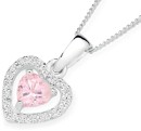 Sterling-Silver-Pink-Cubic-Zirconia-Heart-Pendant Sale