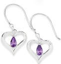 Sterling-Silver-Marquise-Violet-Cubic-Zirconia-Heart-Hook-Earrings Sale