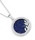 Sterling-Silver-Lapis-Cubic-Zirconia-Round-Leaves-Pendant Sale