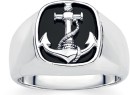 Sterling-Silver-Black-Agate-Anchor-Gents-Ring Sale