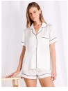 Chloe-Lola-Signature-Satin-Short-Sleeve-PJ-Set-Ivory Sale