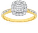 9ct-Gold-Diamond-Cushion-Cluster-Ring Sale