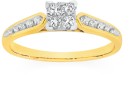 9ct-Gold-Diamond-Cluster-Square-Shape-Ring Sale