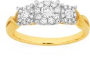 9ct-Gold-Diamond-Cluster-Trilogy-Ring Sale