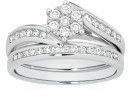 9ct-White-Gold-Diamond-Cluster-Bridal-Set Sale