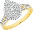 9ct-Gold-Diamond-Pear-Cluster-Ring Sale