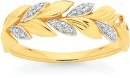 9ct-Gold-Diamond-Leaves-Ring Sale