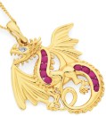 9ct-Gold-Ruby-Diamond-Flying-Dragon-Pendant Sale