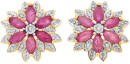 9ct-Gold-Natural-Ruby-and-Diamond-Flower-Stud-Earrings Sale