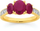 9ct-Gold-Natural-Ruby-Diamond-Trilogy-Ring Sale