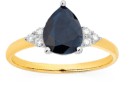 9ct-Gold-Sapphire-Diamond-Pear-Shape-Ring Sale