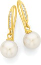 9ct-Gold-Cultured-Freshwater-Pearl-Diamond-Hook-Earrings Sale