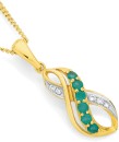 9ct-Gold-Emerald-and-Diamond-Infinity-Swirl-Pendant Sale