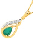 9ct-Gold-Emerald-Diamond-Pendant Sale