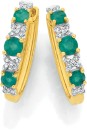 9ct-Gold-Emerald-Diamond-Kiss-Huggie-Earrings Sale