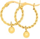 9ct-Gold-Ball-Drop-Twist-Hoop-Earrings Sale