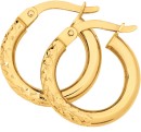 9ct-Gold-10mm-Diamond-Cut-Front-Hoop-Earrings Sale