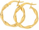 9ct-Gold-3x15mm-Twist-Hoop-Earrings Sale