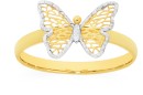 9ct-Gold-Two-Tone-Diamond-Cut-Filigree-Butterfly-Ring Sale