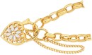 9ct-Gold-Two-Tone-19cm-Solid-Oval-Belcher-Flower-Padlock-Bracelet Sale