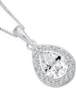 Sterling-Silver-Pear-Cubic-Zirconia-Cluster-Pendant Sale