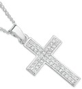 Sterling-Silver-20mm-Pave-Cubic-Zirconia-Square-End-Cross-Pendant Sale